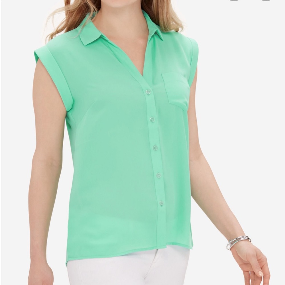 Turquoise Sleeveless Ashton Top by The Limited
